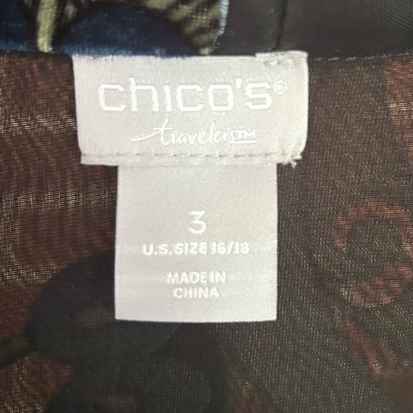 Chico’s Traveler’s Emerald Green Peacock Velvet Burnout Duster Boho Festival - Picture 8 of 9